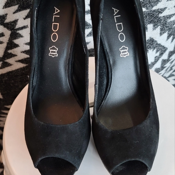 ALDO Suede Platform Peeptoe Stilletto Pump - Picture 6 of 8